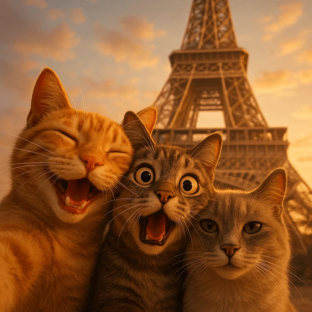 Three Animals Selfie at Landmark